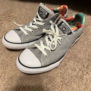 Converse Gray and White Sneakers size 6 with watermelon accents